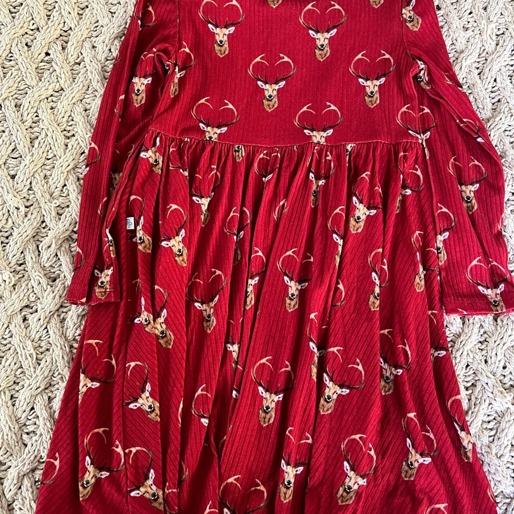Posh Peanut NEW Red Henley Twirl Dress in Dash Deer Christmas Holiday size 3-4 - Picture 9 of 12